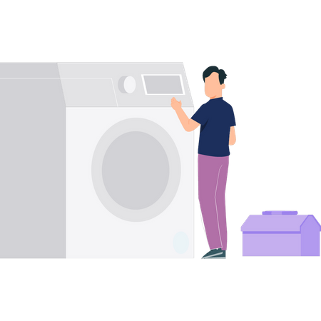 Man fixing washing machine  Illustration
