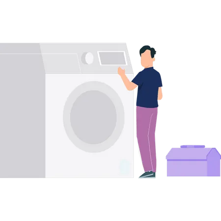 Man fixing washing machine  Illustration