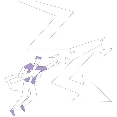 Man flies and breaks arrow falling down  Illustration