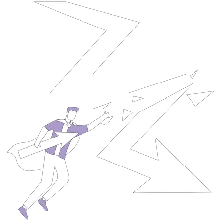 Man flies and breaks arrow falling down  Illustration