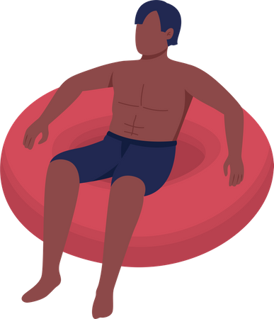 Man floating in inflatable float  일러스트레이션