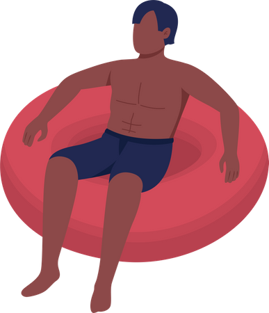 Man floating in inflatable float  Illustration