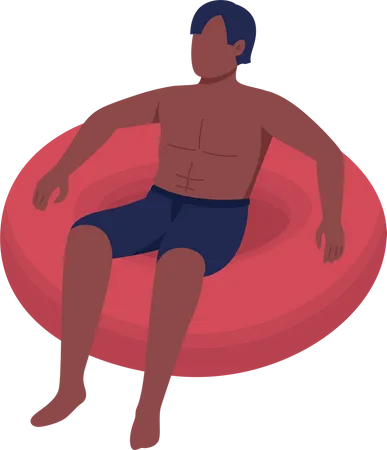 Man floating in inflatable float  Illustration