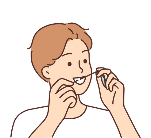 Man flossing teeth  Illustration