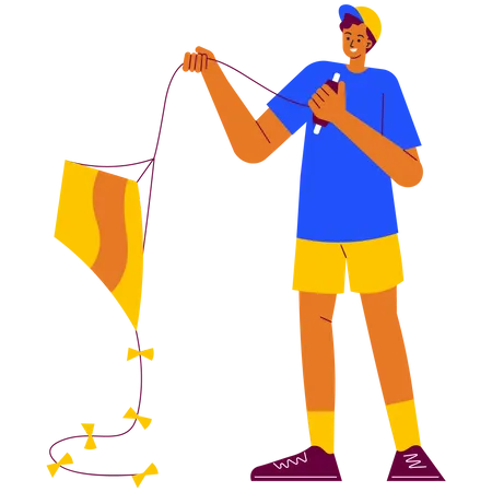 Man Flying a kite  Illustration