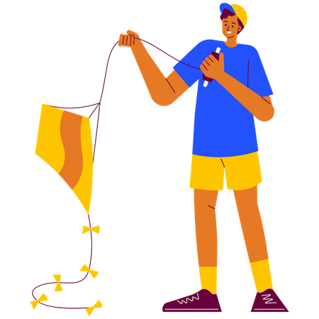 Man Flying a kite  Illustration