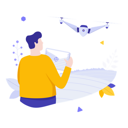 Man flying drone  Illustration