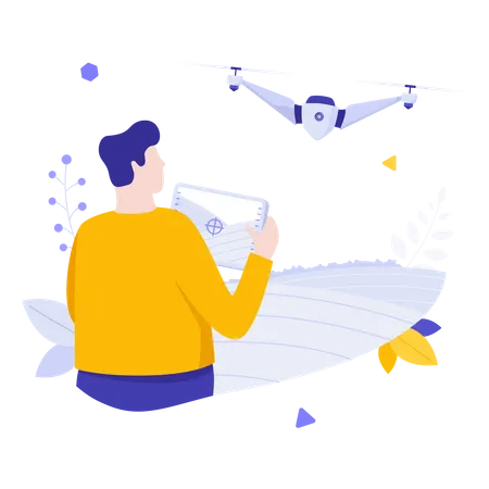 Man flying drone  Illustration