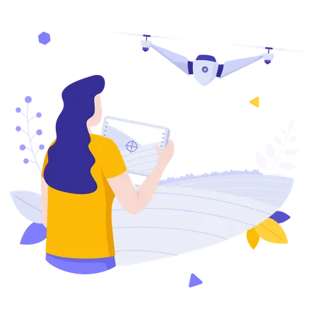 Man flying drone  Illustration