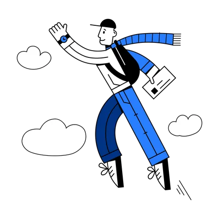 Man flying in with letter  Illustration