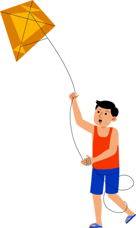 Man flying Kite  Illustration