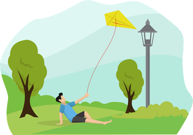 Man flying kites Illustration