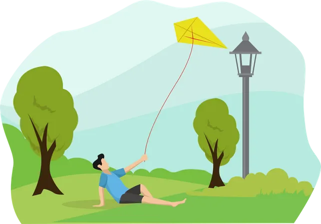 Man flying kites  Illustration