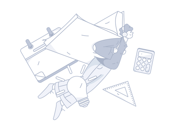 Man flying with book while taking creative education  イラスト