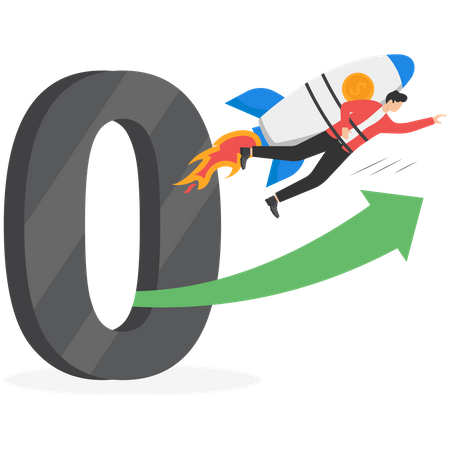 Man flying with rocket and doing startup  Illustration