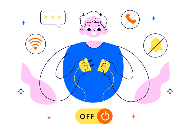 Man following digital detox  Illustration