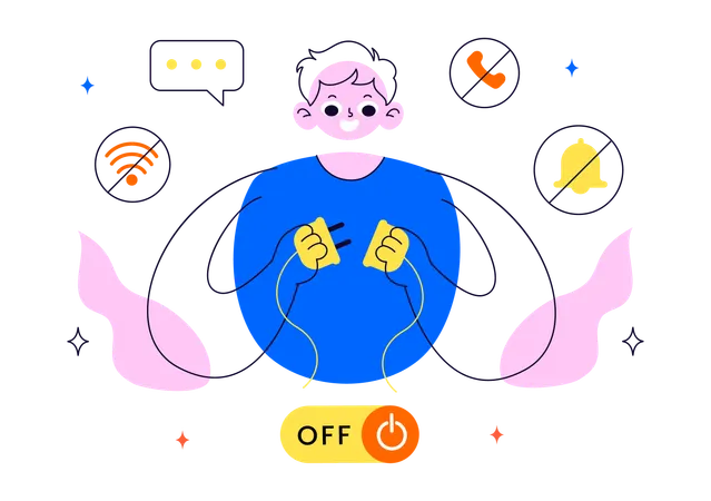Man following digital detox  Illustration