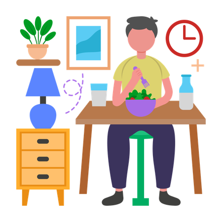 Man follows Balanced Diet  Illustration