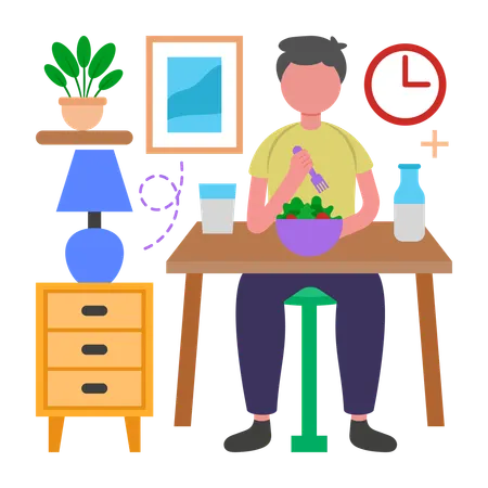 Man follows Balanced Diet  Illustration