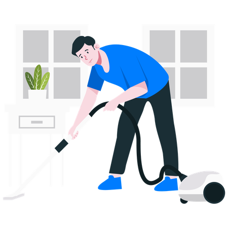 Man follows his Cleaning Routine  Illustration