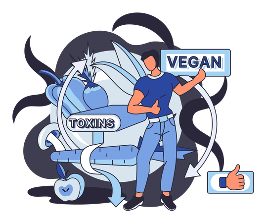 Man follows vegan meal  Illustration