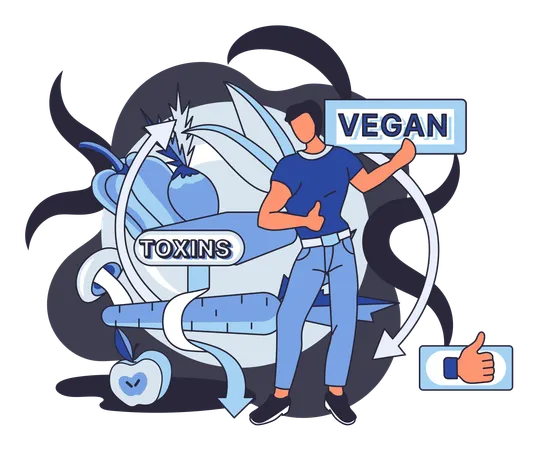 Man follows vegan meal  Illustration