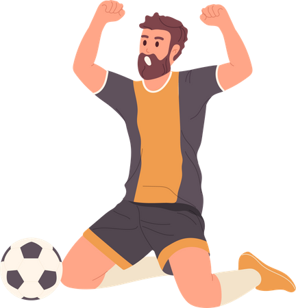 Man football player sitting on floor  Illustration