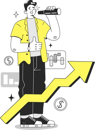 Man forecasts business vision  Illustration