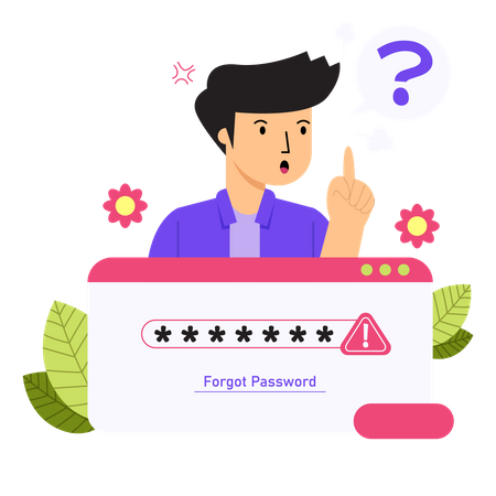 Man Forgot Password Login Page Illustration