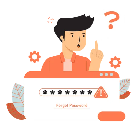 Man Forgot Password Login Page  Illustration