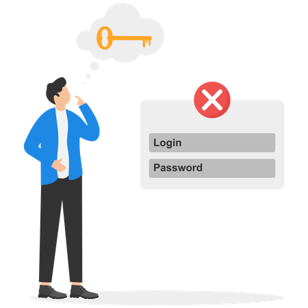 Man forgot user password  Illustration