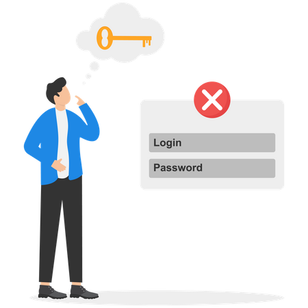 Man forgot user password  Illustration