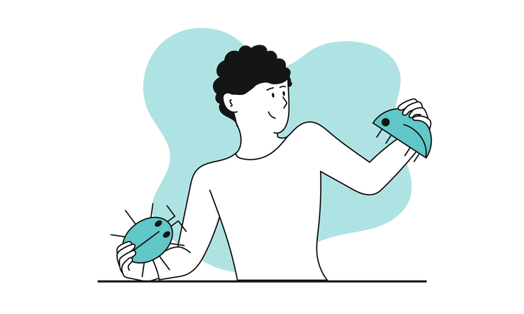 Man found a bug in the code  Illustration