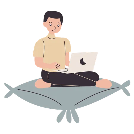 Man freelance working at home  Illustration