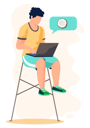 Man freelancer working on laptop  Illustration