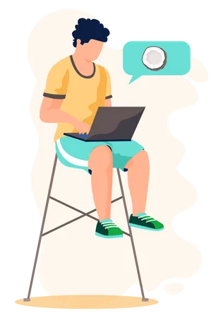 Man freelancer working on laptop  Illustration