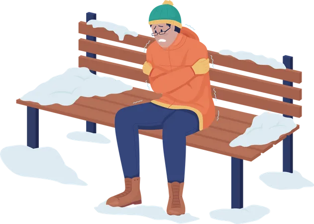 Man freezing outside Illustration