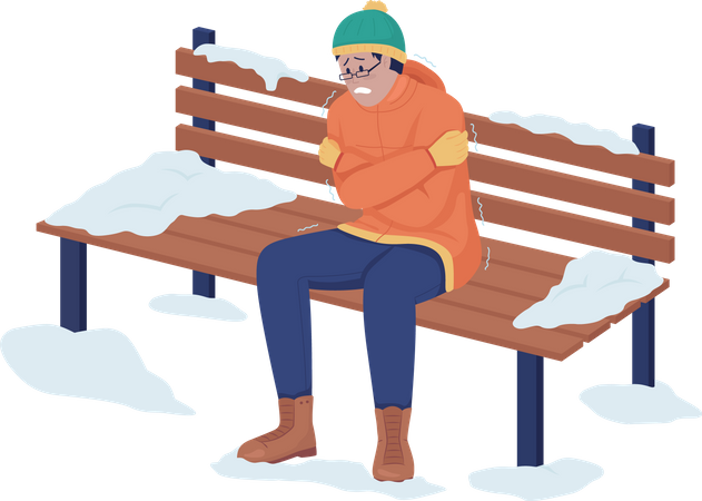 Man freezing outside  Illustration