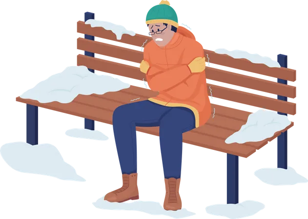 Man freezing outside  Illustration