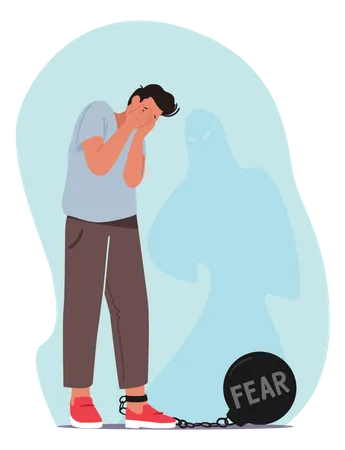Man Frightened With Ghost Shadow  Illustration