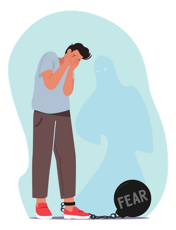 Man Frightened With Ghost Shadow  Illustration