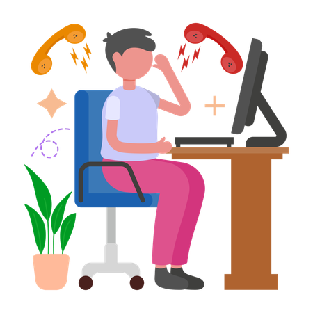 Man frustrated with Customer Complaint  Illustration