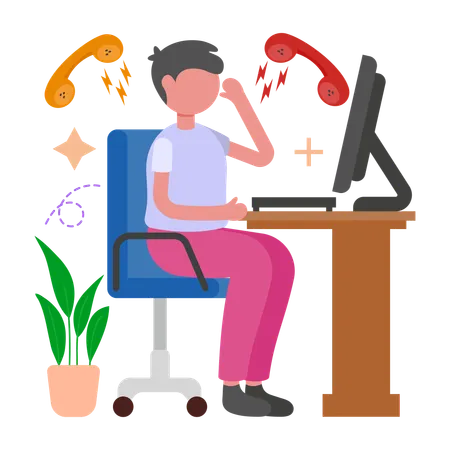 Man frustrated with Customer Complaint  Illustration