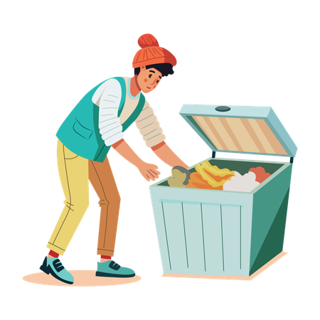 Man gathering clothes for donation  Illustration