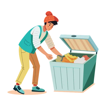 Man gathering clothes for donation  Illustration