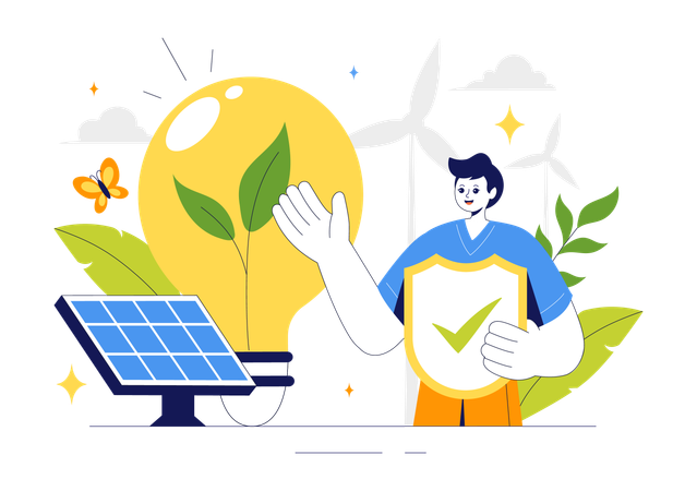 Man generate eco energy  Illustration