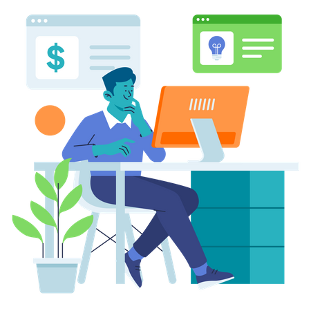 Man generating online income  Illustration