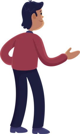Man Gesturing Back View Flat Cartoon Vector Illustration Male Adult Explainer Person Standing Ready To Use 2 D Character Template For Commercial Animation Printing Design Isolated Comic Hero Illustration