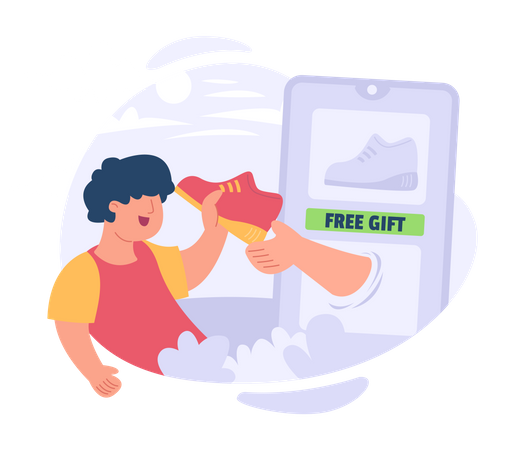 Man get free shoes gifts  Illustration