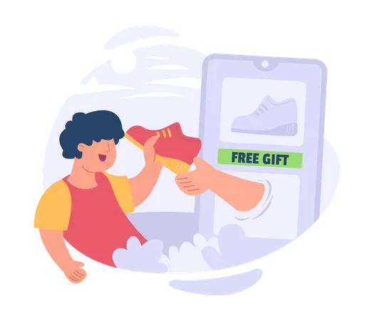 Man get free shoes gifts  Illustration